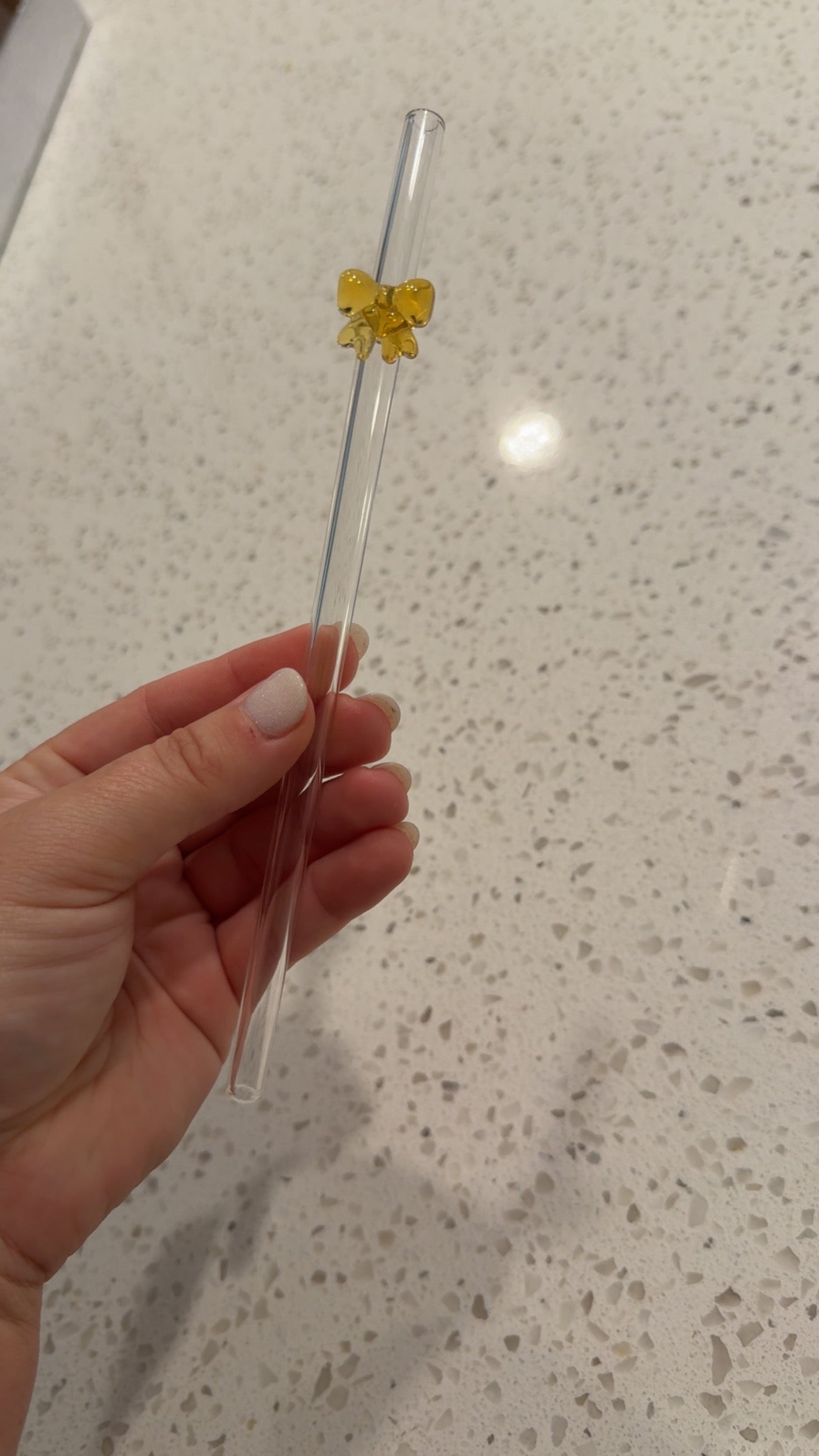 Light Orange Glass Bow Straw